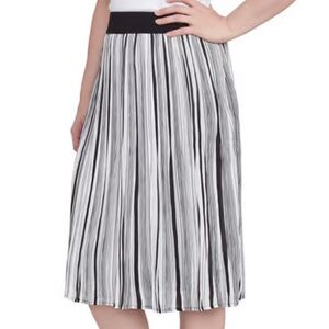 Emaline Black & White Striped Midi Skirt
